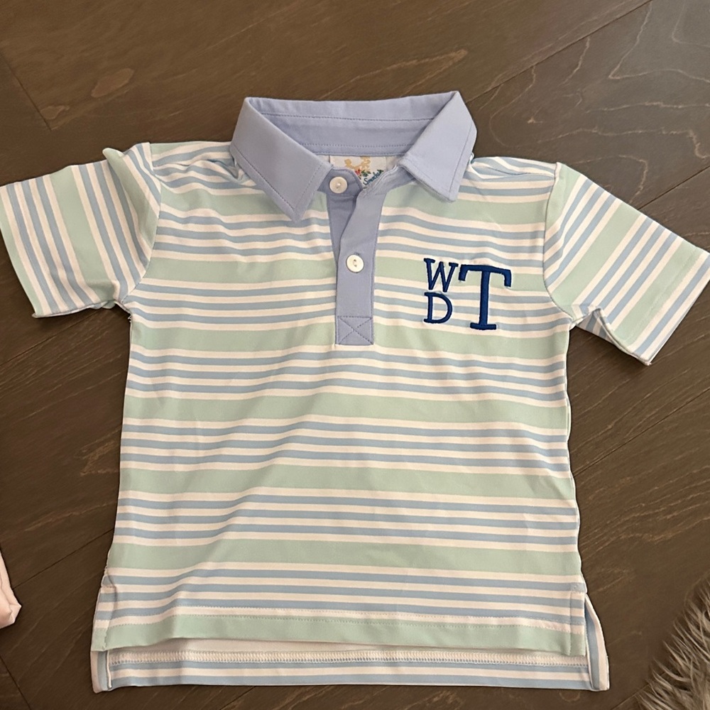 Kids Striped Polo Shirt - Blue and Green